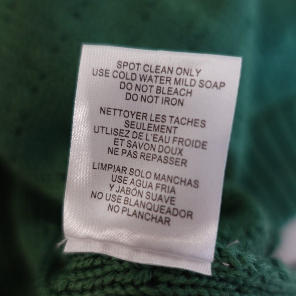 Vintage Y2K Green Loop‎ Knit Pearl Embellished Open Cardigan XL Shaggy Sweater - Picture 7 of 9